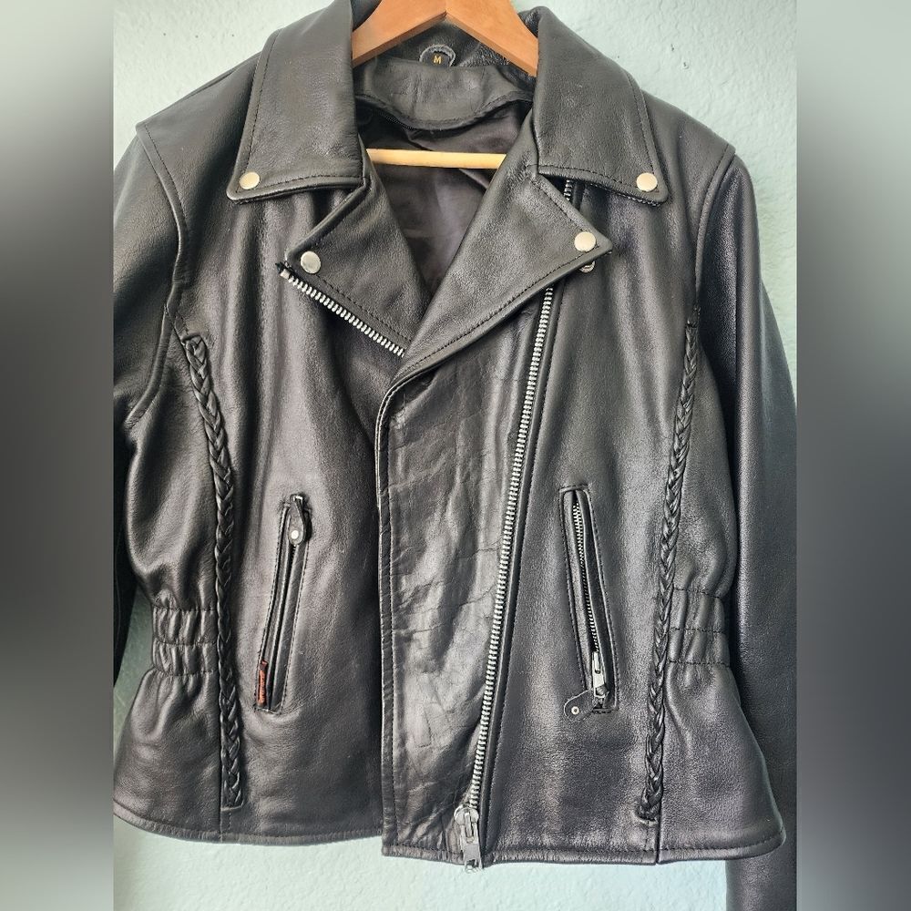 Leather Racer Women's Jacket Motorcycle - Picture 3 of 11